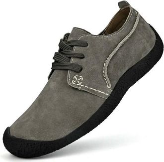 Generic QXDZSW Suede Leather Casual Shoes Men Lace Up Light Outdoor Sneakers Men Hiking Footwear Flats Trekking Plus Size 38-46