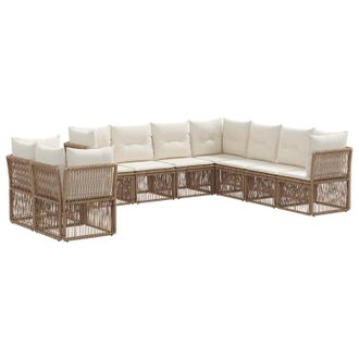 vidaXL Conjunto De Sof&aacute;s De Jard&iacute;n 9 Pcs Beige Rat&aacute;n Sint&eacute;tico Vidaxl