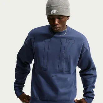 Nike Mens Solo Fleece Loose Crew-Neck Sweatshirt in Blue | IZ7847-410