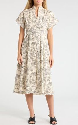 London Times Safari Drop Shoulder Midi Dress in Cream/Black at Nordstrom Rack, Size 12