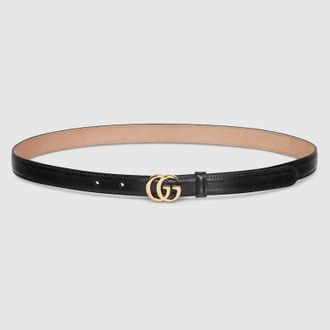Gucci GG Marmont Thin Belt, Black, Leather