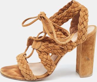 Gianvito Rossi Brown Suede Strappy Sandals