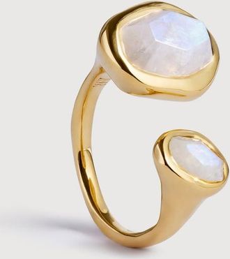 Monica Vinader Gold Odyssey Gemstone Open Ring Moonstone