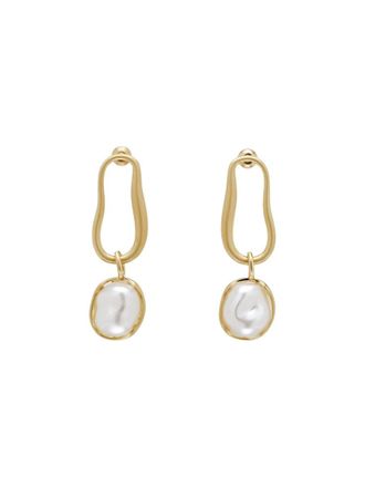 Cult Gaia Abstract Hoop Faux Pearl Earrings