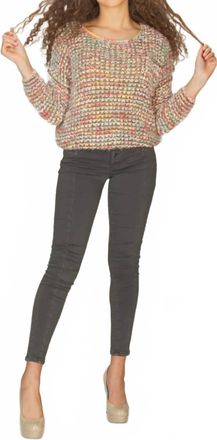 Papillon Multicolor Fuzzy Sweater In Khaki