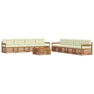 vidaXL Conjunto De Sof&aacute;s De Exterior 9 Uds. Natural Y Crema Vidaxl