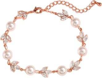 Untamed Petals Forever Pearl and Crystal Bracelet in Rose Gold at Nordstrom