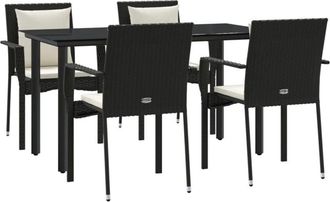 vidaXL Vidaxl - Set De Muebles Jard&iacute;n 5 Pzas Con Cojines Rat&aacute;n Sint&eacute;tico Negro