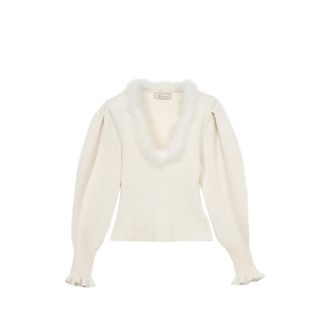 Blumarine Fur-detail Ribbed-knit Sweater