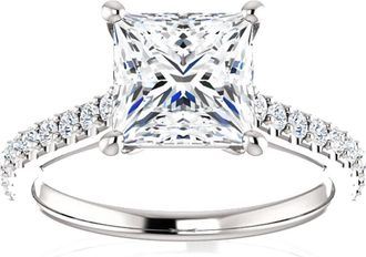 Pompeii3 2 3/4 Ct Princess Cut Lab Grown Diamond Engagement Ring 14k White Gold
