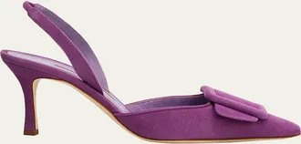 Manolo Blahnik 70mm Maysli Suede Slingback Pumps