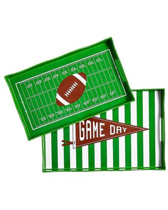 Two's Company Game Day Set Of 2 Handled Serving Trays