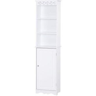 HOMCOM Homcom - Mobiletto del Bagno a Torre 3 Ripiani Regolabili su 3 Livelli mdf Bianco