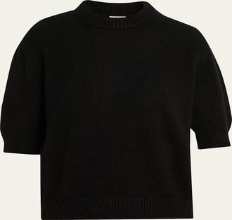 Khaite Davin Short-Sleeve Cashmere Sweater