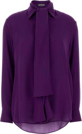 Balenciaga Overhemden, Dames, Paars, S, Sjaal Blouse
