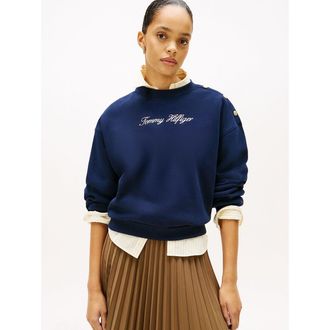 Tommy Hilfiger Sweater met ronde hals, logo en knopen op de schouder