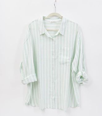 Hat Attack Printed Beach Shirt in Stripe Teal at Nordstrom