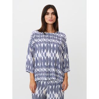 Masai Mabecca Printed Fluid Drape Blouse in Medieval Blue at Nordstrom, Size Xx-Large
