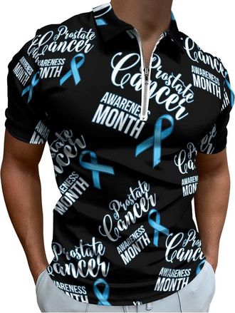 Generic Prostate Cancer Awareness Blue Ribbon Mens Polo Shirts Short Sleeve T Shirt Casual Golf Tee Top 2XL