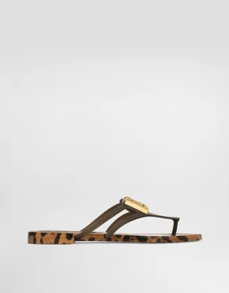 Dolce & Gabbana Rubber Beachwear Slides With Logo And Leo Print - Woman Slides And Mules Animal Print 39