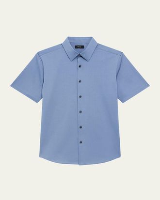 Theory Mens Irving Short Sleeve Shirt in Structure Knit