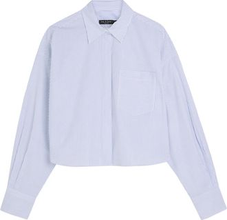Rag & Bone Rag & Bone Marin Striped Cropped Cotton-poplin Shirt - Blue - S (UK8-10 / S)