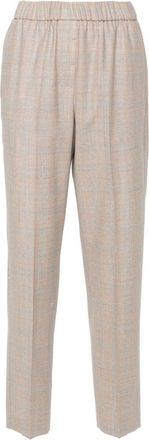 PESERICO checked tapered trousers - women - Spandex/Elastane/Virgin Wool/Metallized Polyester/Acetate/Rayon - 48 - Neutrals