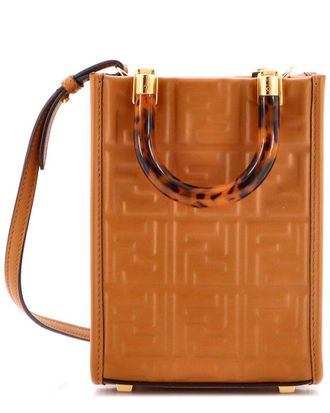 Fendi Fendi Sunshine Shopper Tote Zucca Embossed Leather Mini (Authentic Pre-Loved)