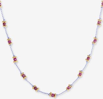 Tityaravy Kordel-Choker mit Rubinen Lotus