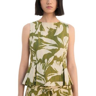 Mango Printed Peplum Top in Green at Nordstrom, Size X-Small