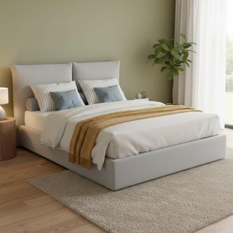 Dmora Dmora - Cama Matrimonial Ddestr, Cama Contenedor Con Revestimiento De Tela, 100% Made In Italy, Apertura Frontal, Adecuado Para Colch&oacute;n Cm 160x200, Bl