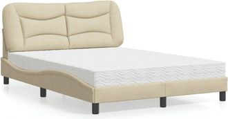 vidaXL Vidaxl - Cama Con Colch&oacute;n Tela Color Crema 140x190 Cm