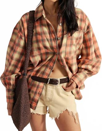 Free People Ashley Plaid Shirt In Sand