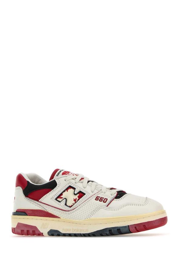 Leather Color-Block Sneaker - Beige