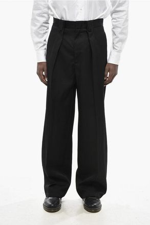 Jil Sander Virgin Wool Wide-Leg Trousers With One Pleat size 46
