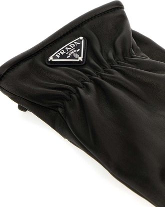 Prada Mens Nappa Leather Gloves Black Lambskin
