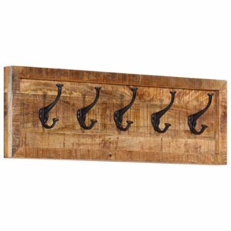 vidaXL Perchero De Pared Con 5 Ganchos Madera Maciza De Mango Vidaxl