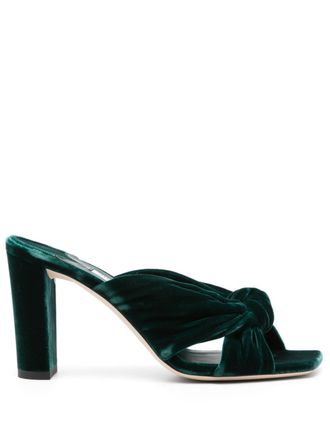 Jimmy Choo London 85mm Avenue velvet sandals - women - Velvet/Velvet/Calf Leather/Calf Leather - 38,5 - Green