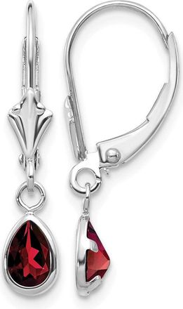 Diamond2Deal 14k White Gold Garnet Stud Earrings