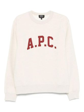 A.P.C. logo-print crew neck sweatshirt - men - Cotton/Elastane - S - Neutrals