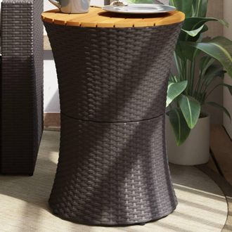 vidaXL Mesa De Jard&iacute;n Forma De Tambor Rat&aacute;n Sint&eacute;tico Y Madera Negro Vidaxl