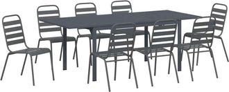 vidaXL Garden Dining Set 9 pcs Anthracite Steel vidaXL