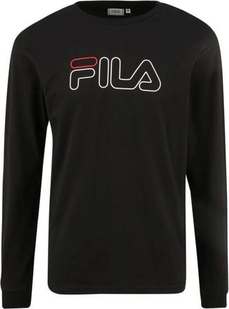 Fila Sweatshirts, male, Black, Size: XS Cotton Crewneck Sweatshirt with Ribbed Cuffs and Hem