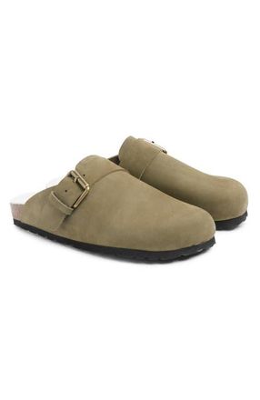 Celtic & Co. Sheep Lined Strap Detail Clog in Khaki at Nordstrom, Size 11B Uk