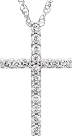 Pompeii3 1/3 Ct Diamond Cross Pendant Necklace 18 10k White Gold 21mm Tall