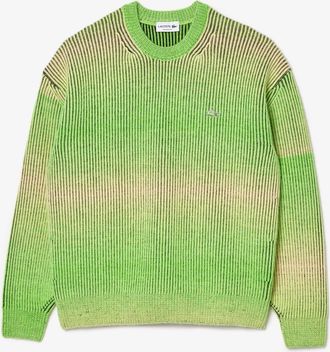 Lacoste Mens Relaxed Fit Ombre Crew Neck Sweater in Green black Wool - Size X-Large