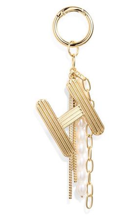 Chelsea28 Initial Faux Pearl Bag Charm in H- White- Gold at Nordstrom