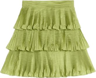 Valentino Groene Taffeta Lettuce Hem Rok - Dames - Korte rokken - Groen - S - Rokken