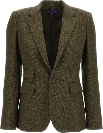 Ralph Lauren Gebroken Twill Enkelrijige Blazer - Dames - Blazers - Groen - 2XS - Leer - Jassen