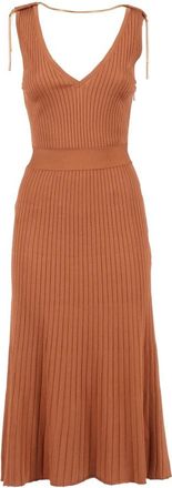 Elisabetta Franchi Abito di Maglia - Dames - Kleedjes - Bruin - S - Kleedjes